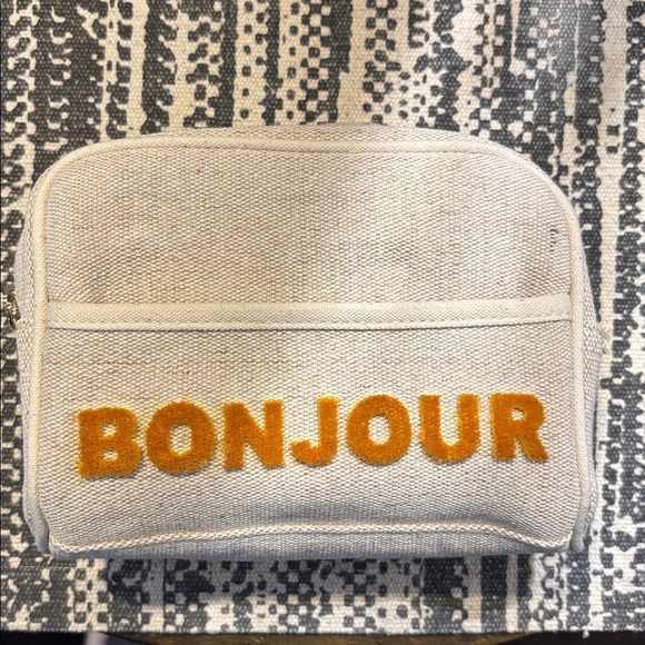 Sezane Bonjour  Cotton / Jute Zipper Cosmetics Bag - Picture 2 of 14